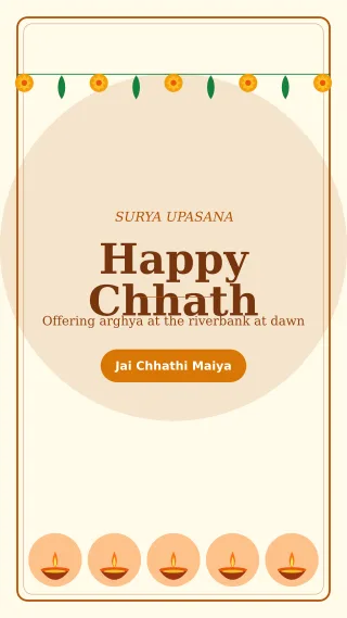 Chhath Arghya Story — editable white holiday template, story / reel