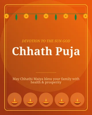 Chhath Puja — editable brown holiday template, instagram portrait