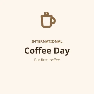 Coffee Day — editable white holiday template, instagram post