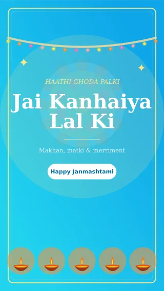 Dahi Handi Story — editable blue holiday template, story / reel