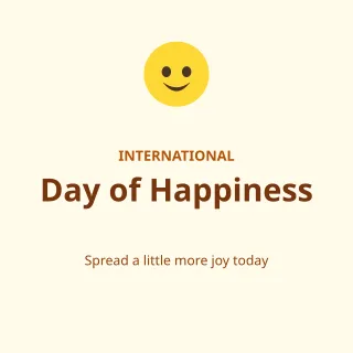 Day of Happiness — editable white holiday template, instagram post