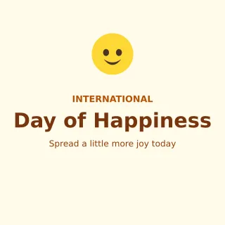 Day of Happiness — editable white holiday template, instagram post