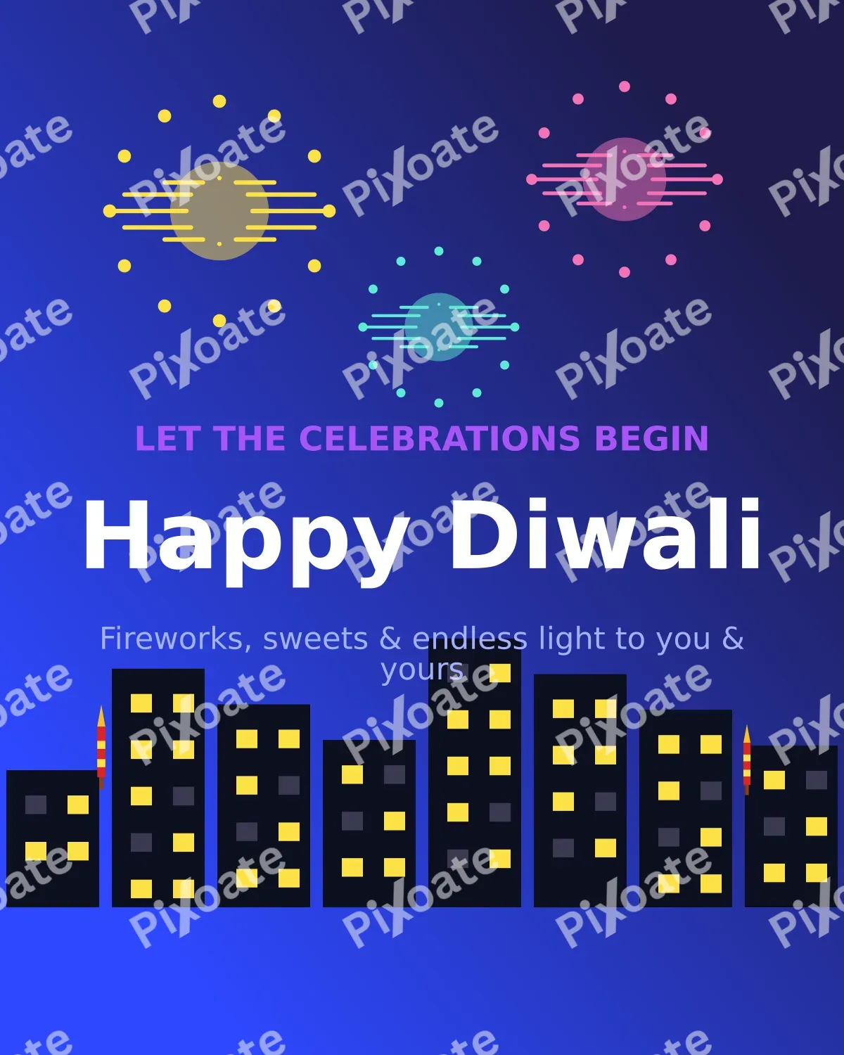 Diwali Crackers Night Diwali Crackers Night — editable blue holiday template, instagram portrait