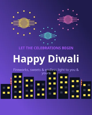Diwali Crackers Night — editable blue holiday template, instagram portrait