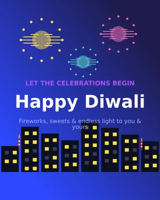 Diwali Crackers Night — editable blue holiday template, instagram portrait
