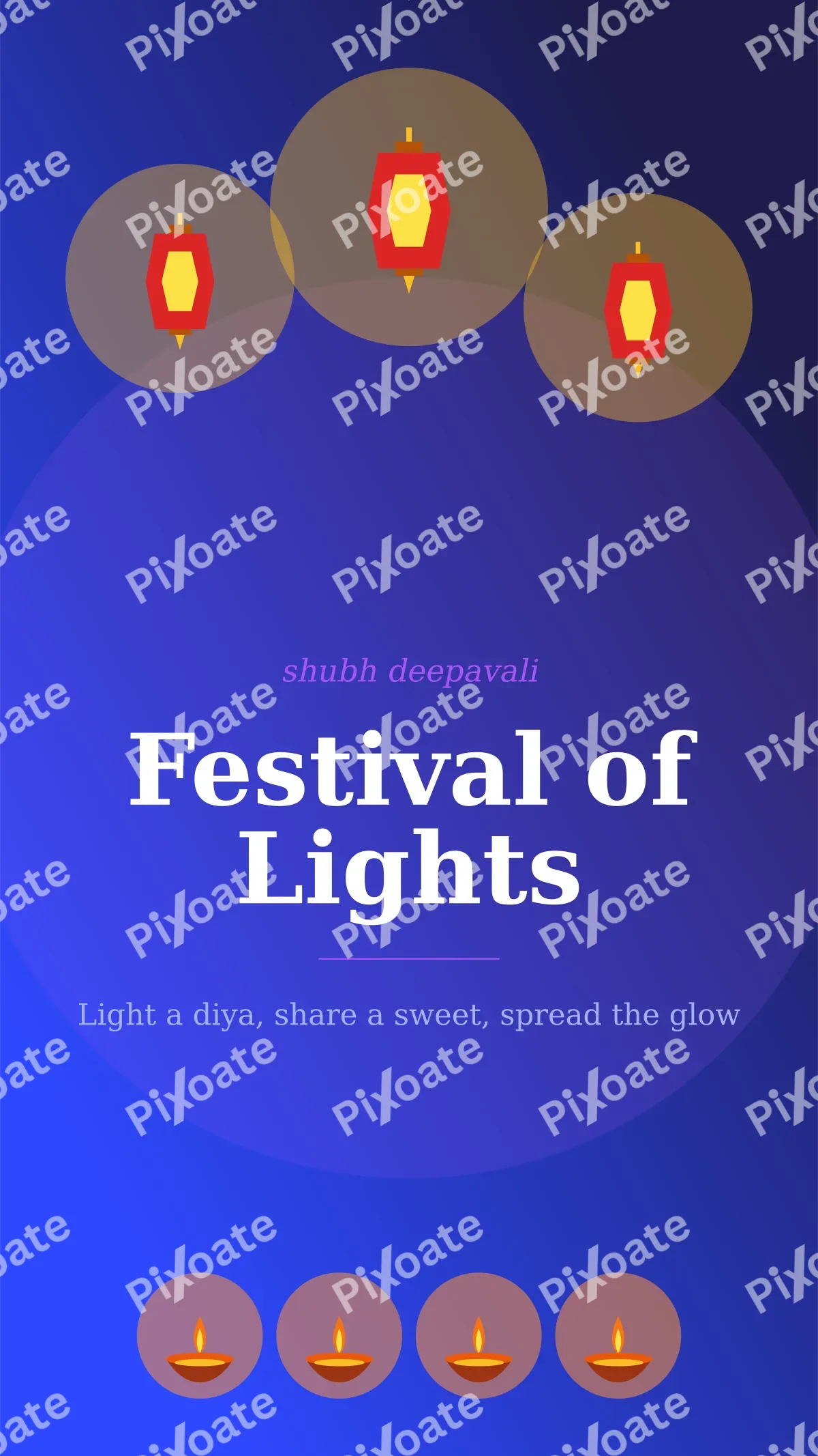 Diwali Lanterns Diwali Lanterns — editable blue holiday template, story / reel