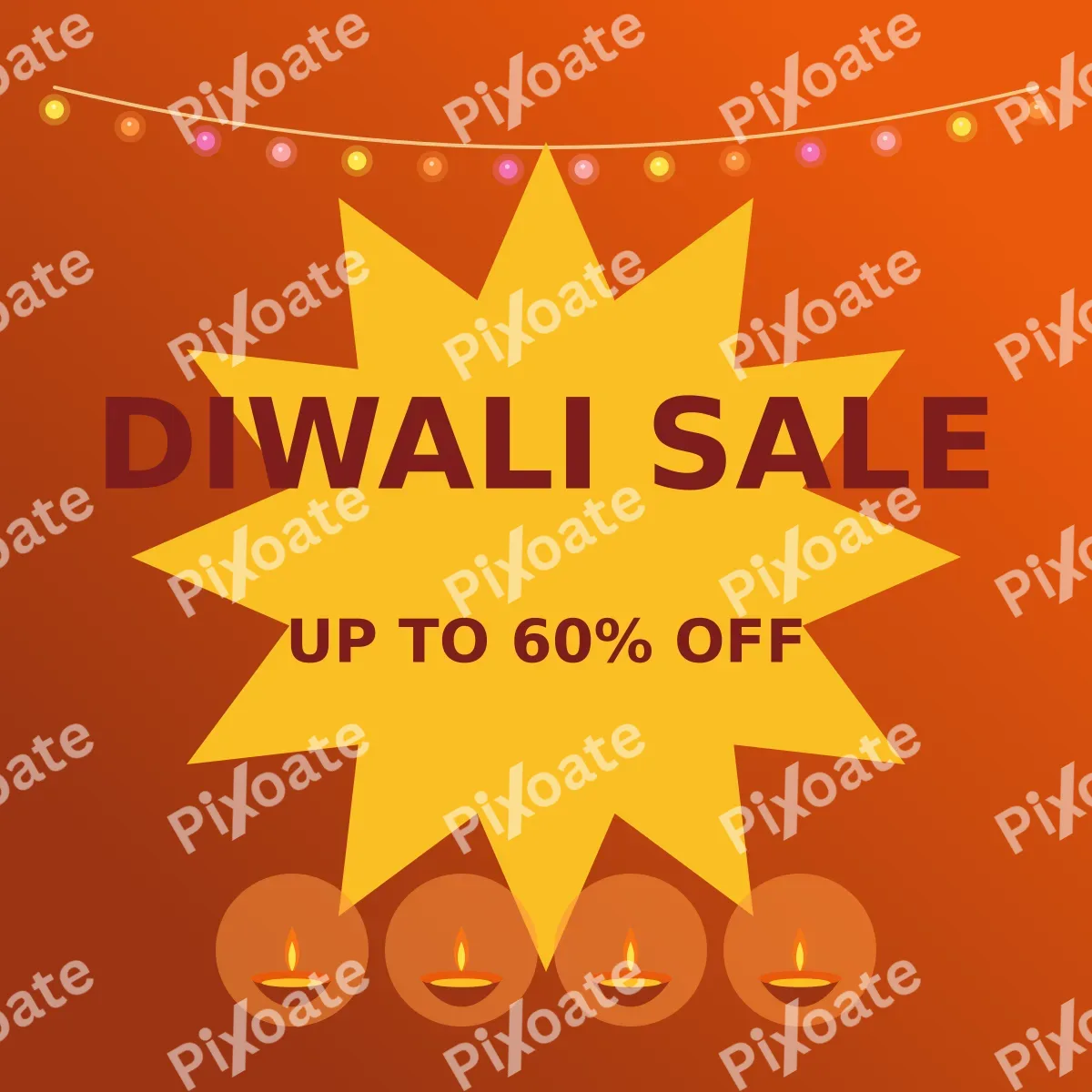 Diwali Mega Sale Diwali Mega Sale — editable brown holiday template, instagram post