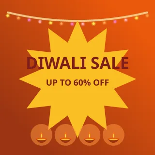 Diwali Mega Sale — editable brown holiday template, instagram post