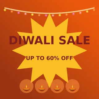 Diwali Mega Sale — editable brown holiday template, instagram post