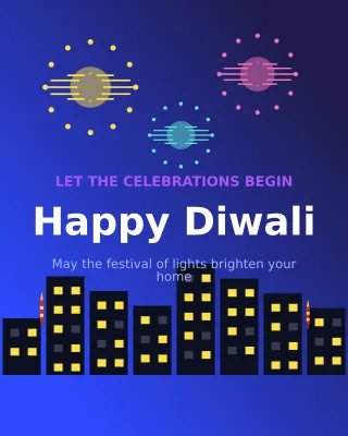Diwali Night — editable blue holiday template, instagram portrait
