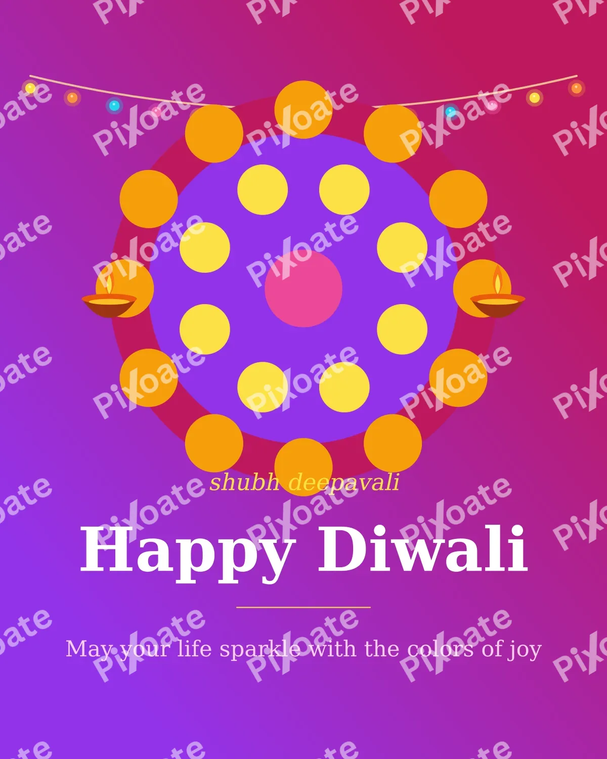 Diwali Rangoli Greeting Diwali Rangoli Greeting — editable pink holiday template, instagram portrait