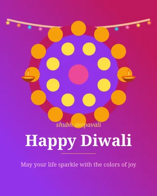 Diwali Rangoli Greeting — editable pink holiday template, instagram portrait