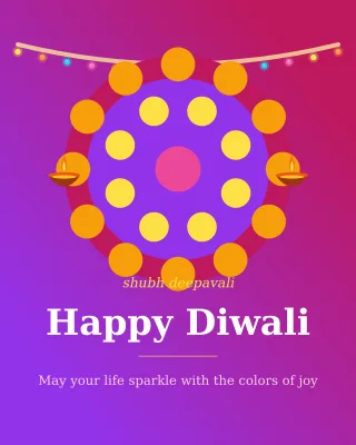 Diwali Rangoli Greeting — editable pink holiday template, instagram portrait