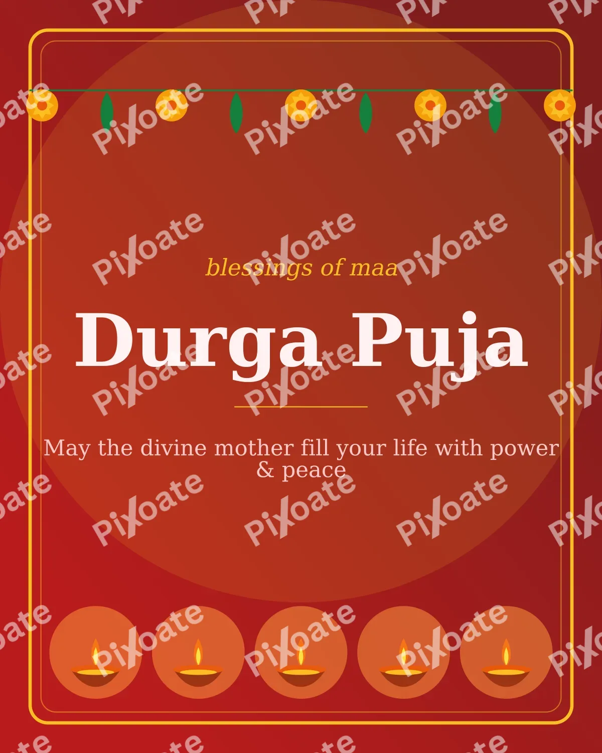 Durga Puja Durga Puja — editable red holiday template, instagram portrait