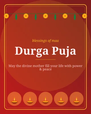 Durga Puja — editable red holiday template, instagram portrait