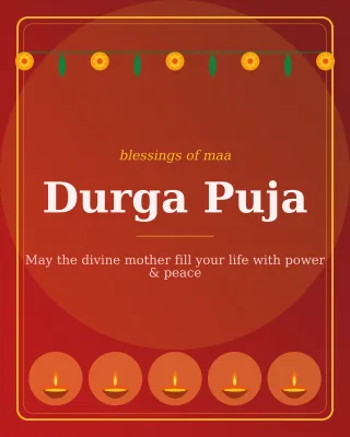 Durga Puja — editable red holiday template, instagram portrait