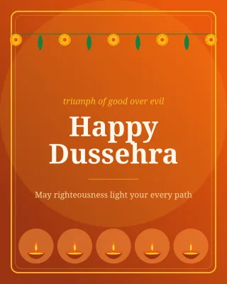 Dussehra Victory — editable brown holiday template, instagram portrait