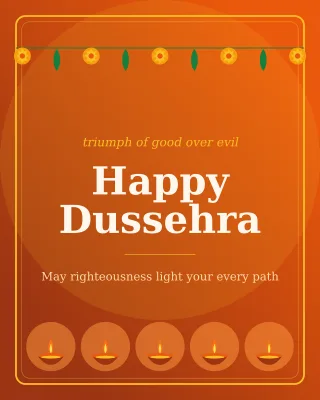 Dussehra Victory — editable brown holiday template, instagram portrait