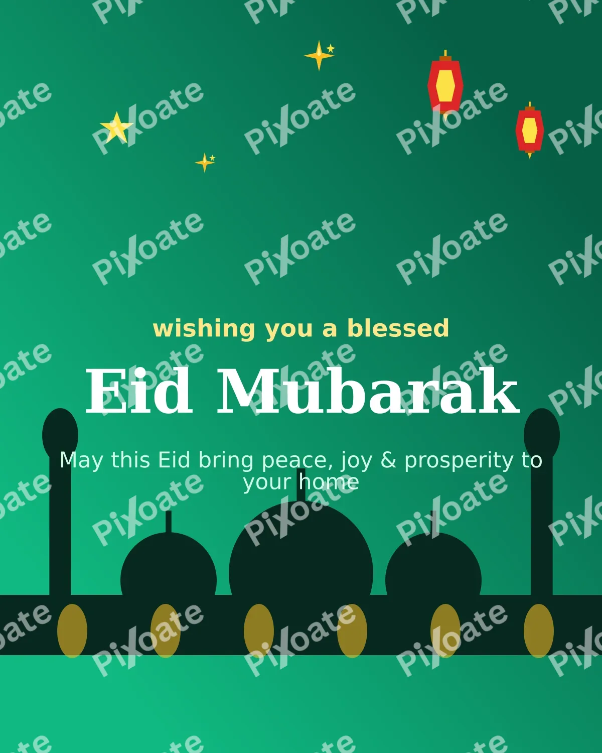 Eid Mubarak Eid Mubarak — editable green holiday template, instagram portrait