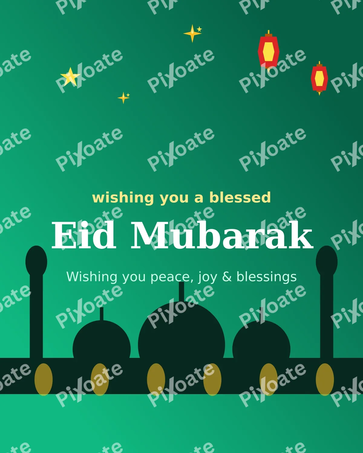 Eid Mubarak Eid Mubarak — editable green holiday template, instagram portrait