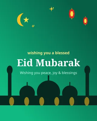 Eid Mubarak — editable green holiday template, instagram portrait