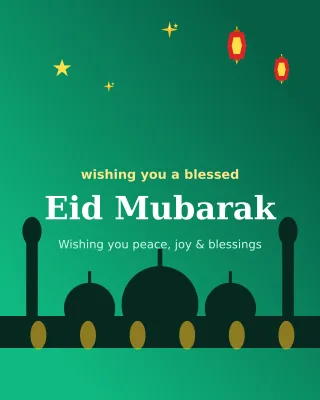 Eid Mubarak — editable green holiday template, instagram portrait