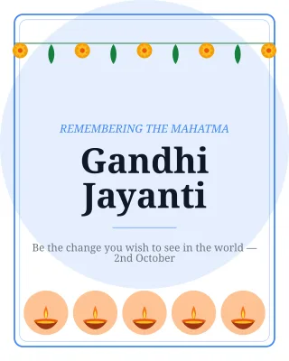 Gandhi Jayanti — editable white holiday template, instagram portrait