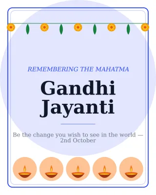 Gandhi Jayanti — editable white holiday template, instagram portrait