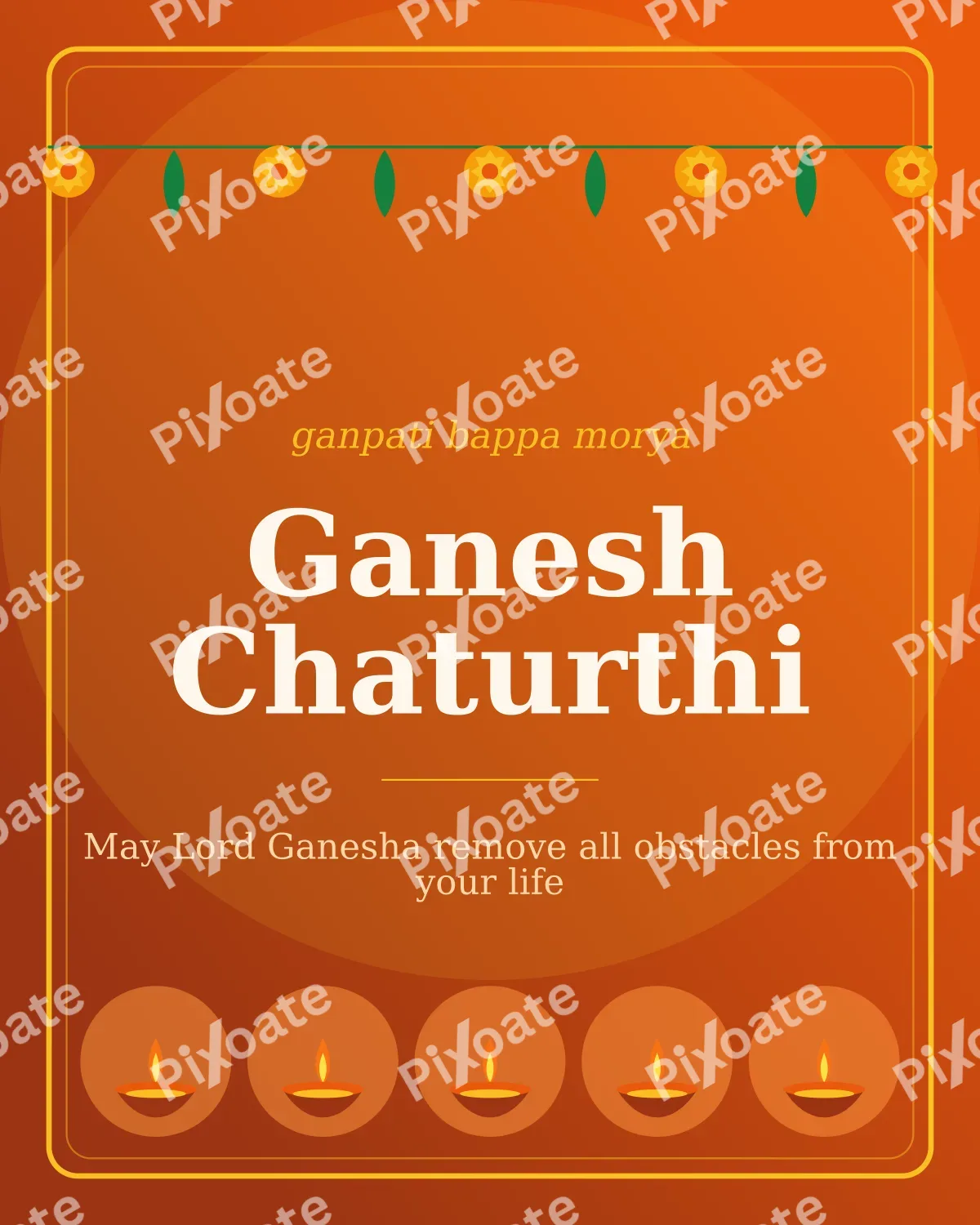 Ganesh Chaturthi — editable brown holiday template, instagram portrait
