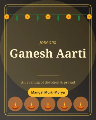 Ganpati Aarti Invite — editable black holiday template, instagram portrait
