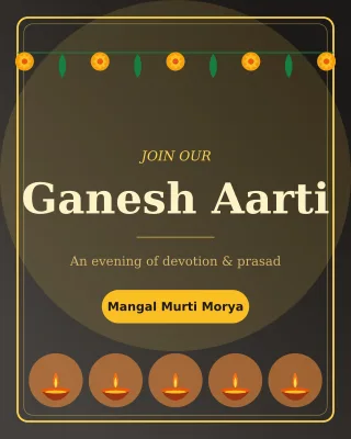 Ganpati Aarti Invite — editable black holiday template, instagram portrait