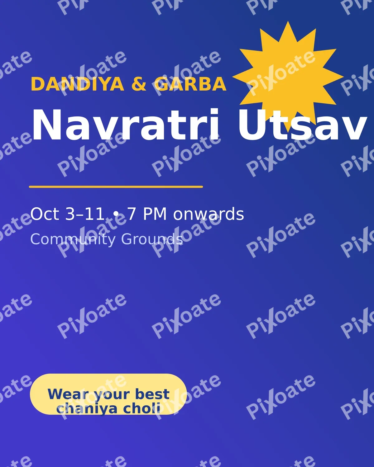 Garba Night Flyer Garba Night Flyer — editable blue holiday template, instagram portrait
