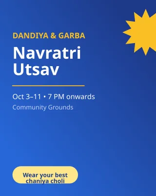 Garba Night Flyer — editable blue holiday template, instagram portrait