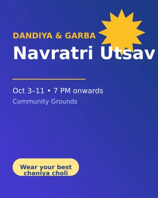 Garba Night Flyer — editable blue holiday template, instagram portrait