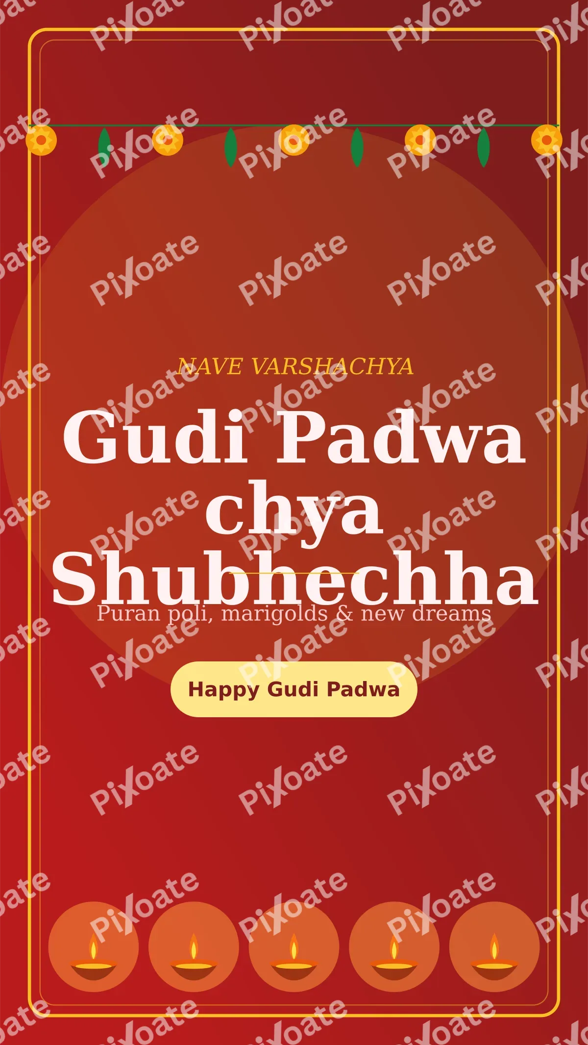 Gudi Padwa Story Gudi Padwa Story — editable red holiday template, story / reel