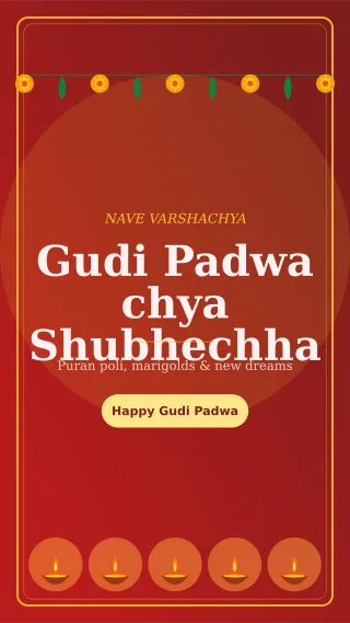 Gudi Padwa Story — editable red holiday template, story / reel