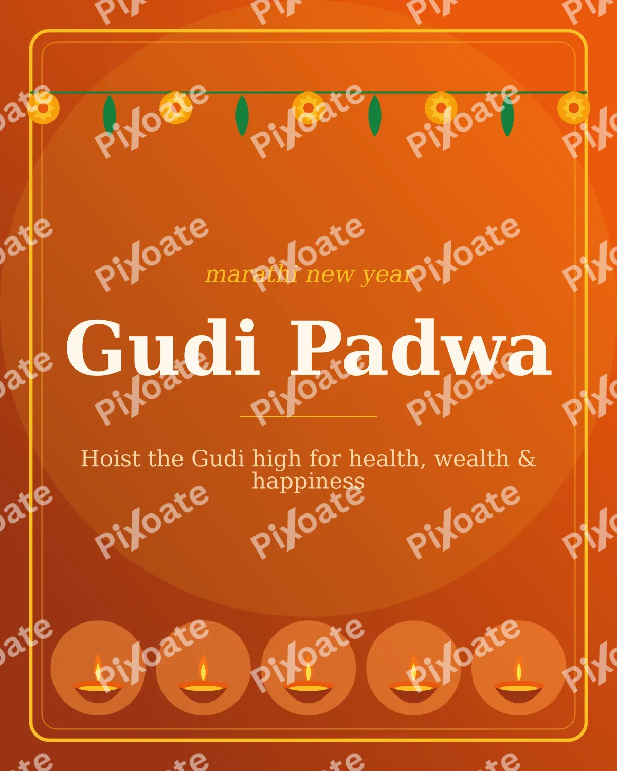 Gudi Padwa — editable brown holiday template, instagram portrait