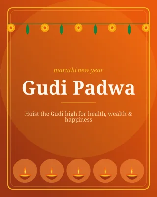 Gudi Padwa — editable brown holiday template, instagram portrait