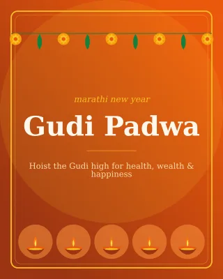 Gudi Padwa — editable brown holiday template, instagram portrait