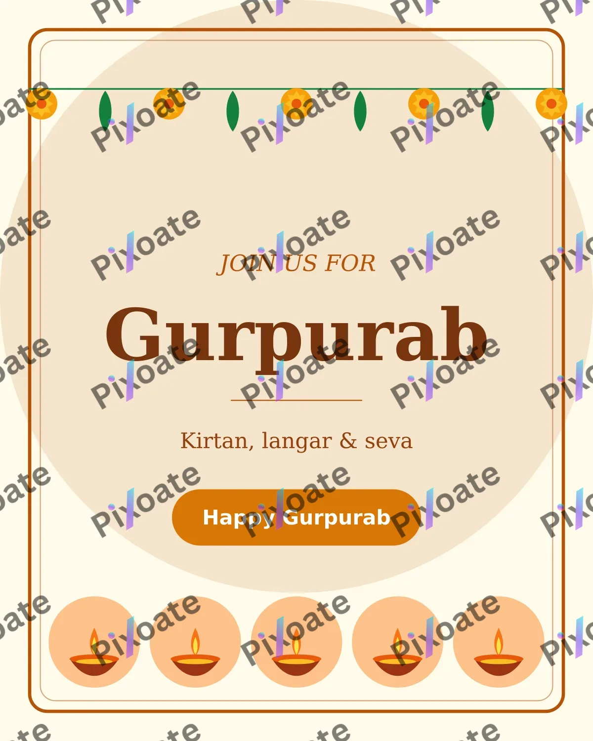 Gurpurab Invite Gurpurab Invite — editable white holiday template, instagram portrait