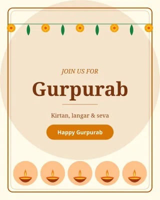 Gurpurab Invite — editable white holiday template, instagram portrait