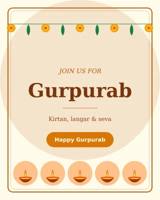 Gurpurab Invite — editable white holiday template, instagram portrait