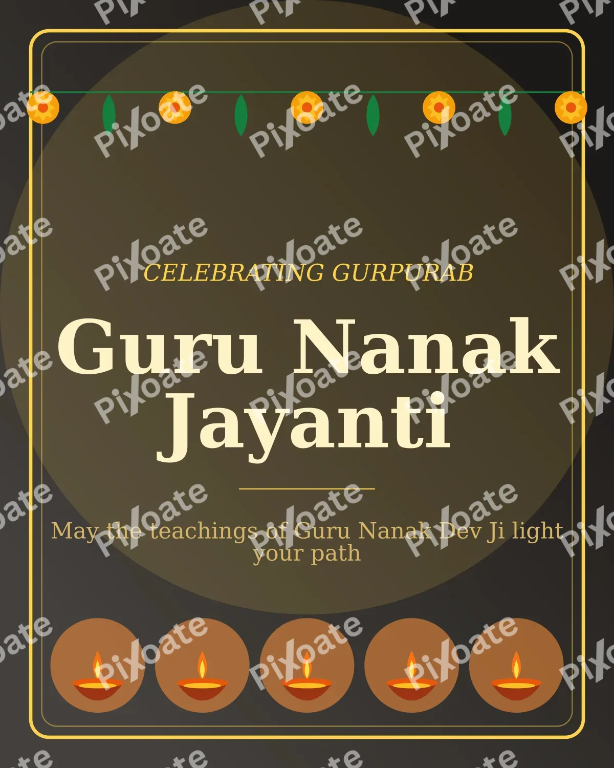 Guru Nanak Jayanti Guru Nanak Jayanti — editable black holiday template, instagram portrait