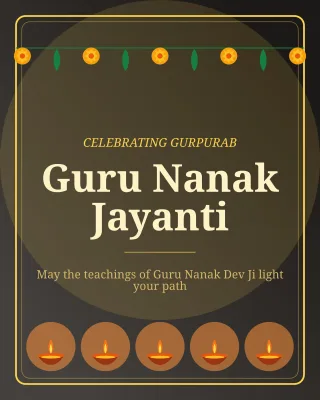 Guru Nanak Jayanti — editable black holiday template, instagram portrait