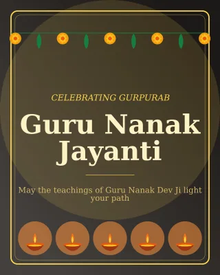 Guru Nanak Jayanti — editable black holiday template, instagram portrait