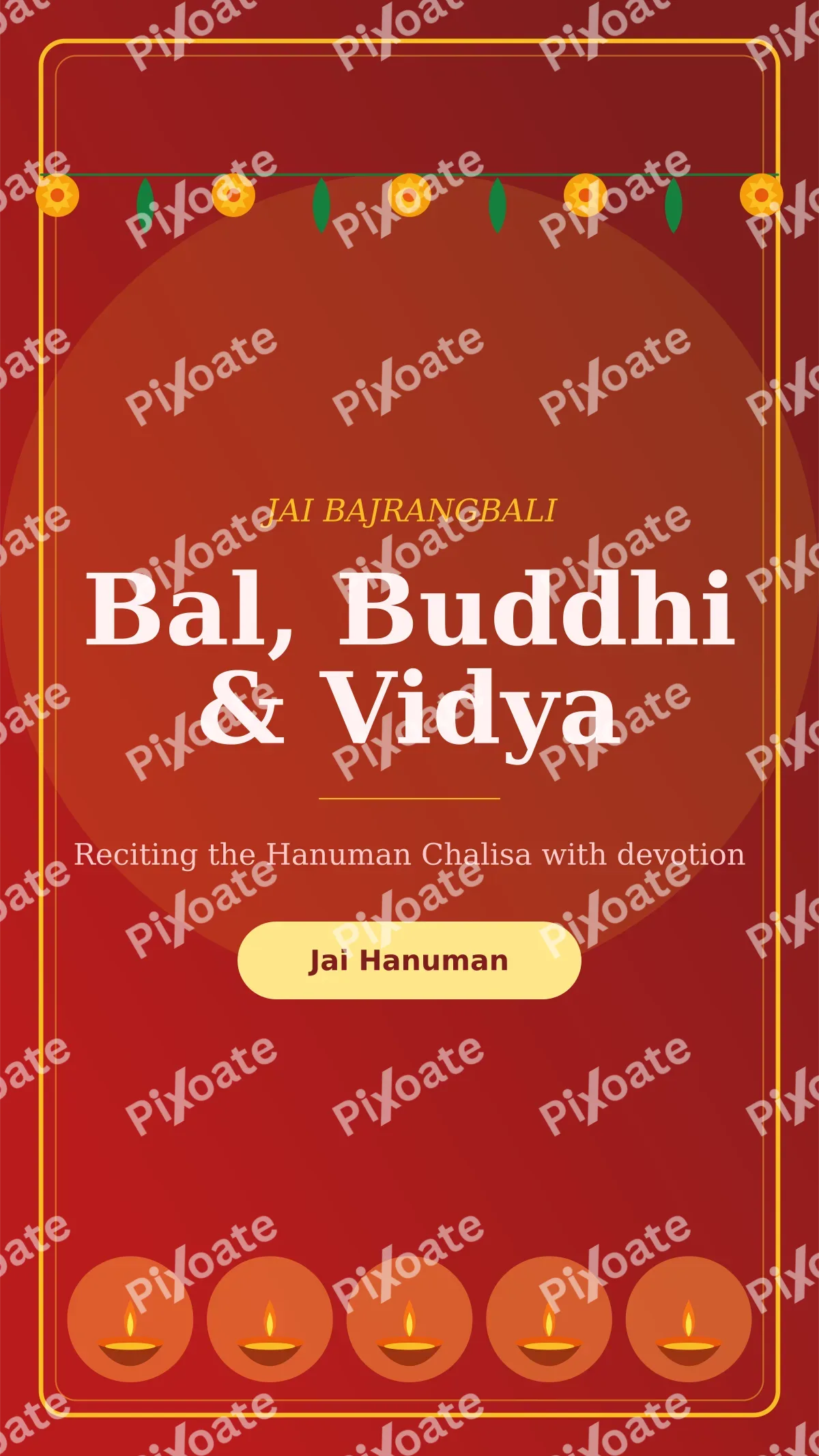 Hanuman Jayanti Story — editable red holiday template, story / reel
