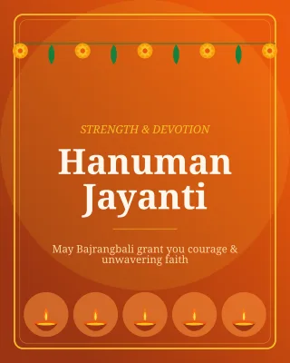 Hanuman Jayanti — editable brown holiday template, instagram portrait
