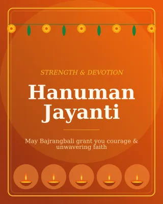 Hanuman Jayanti — editable brown holiday template, instagram portrait