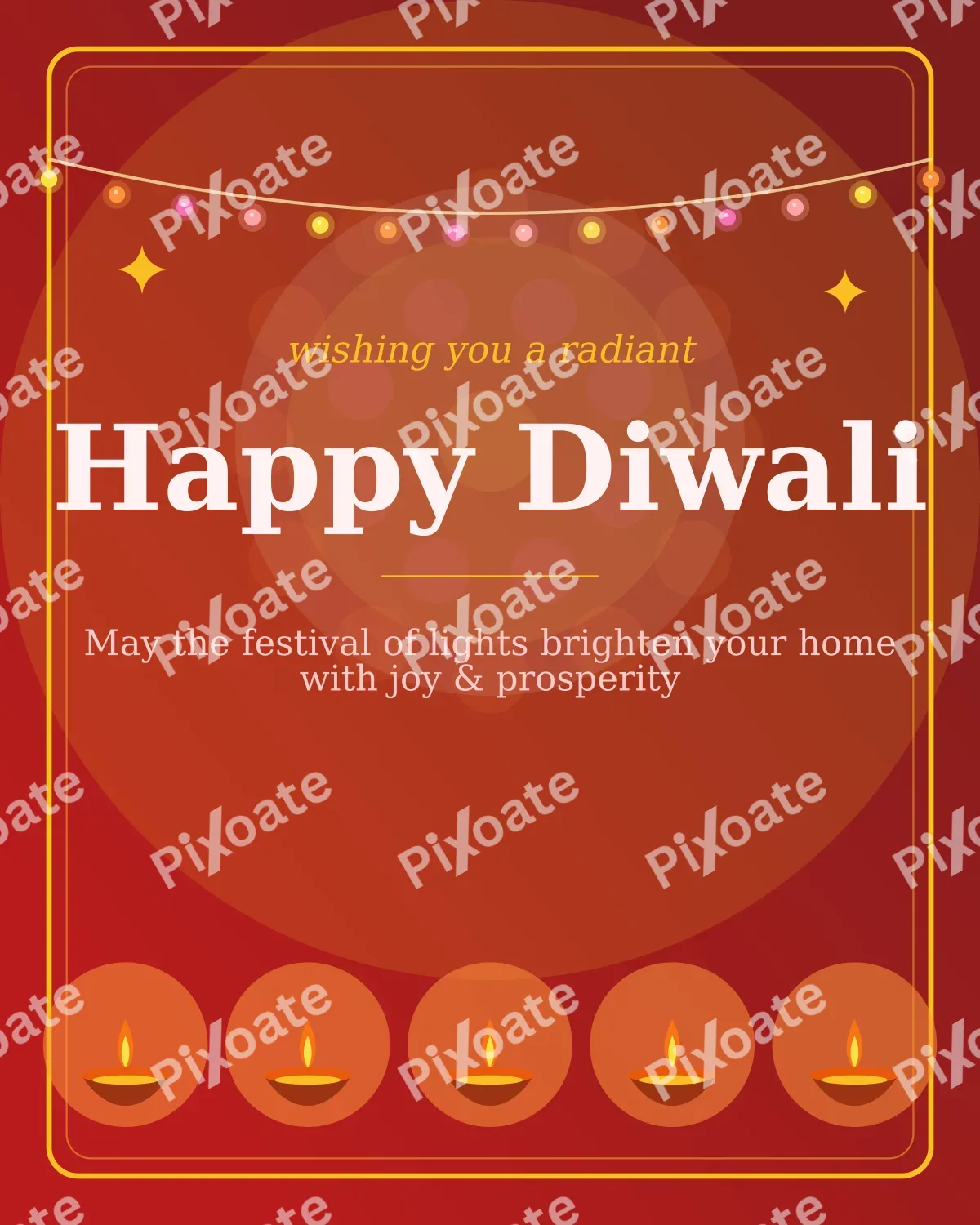 Happy Diwali Happy Diwali — editable red holiday template, instagram portrait