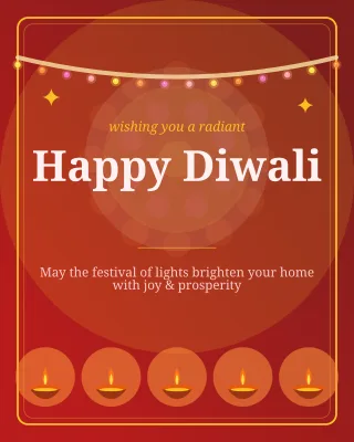 Happy Diwali — editable red holiday template, instagram portrait